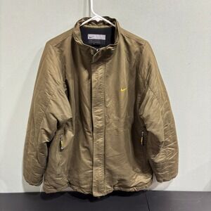 Nike Puffer Jacket Olive Green Full Zip Embroidered Swoosh Men's Size Large